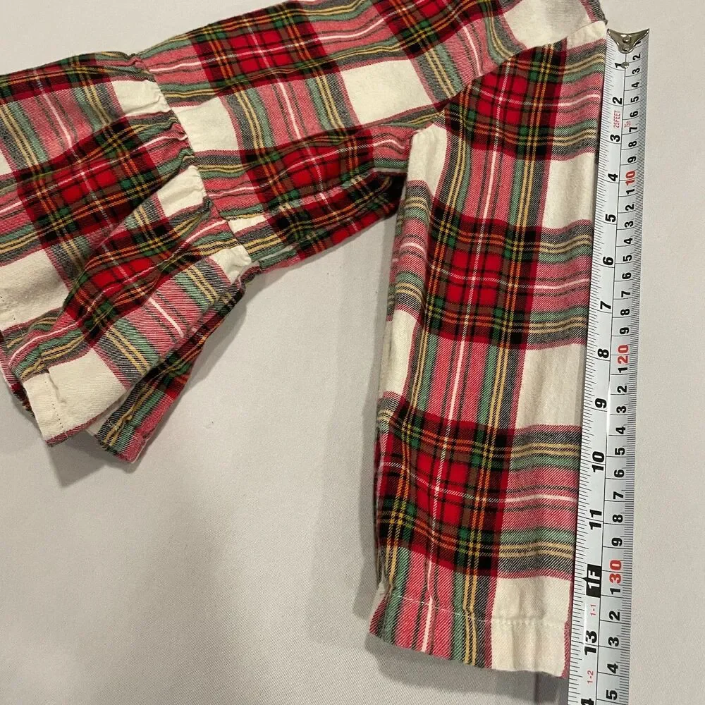 ~ Hanna Andersson 4 Plaid Flannel Top Long Sleeves Soft Red Green Black Shirt